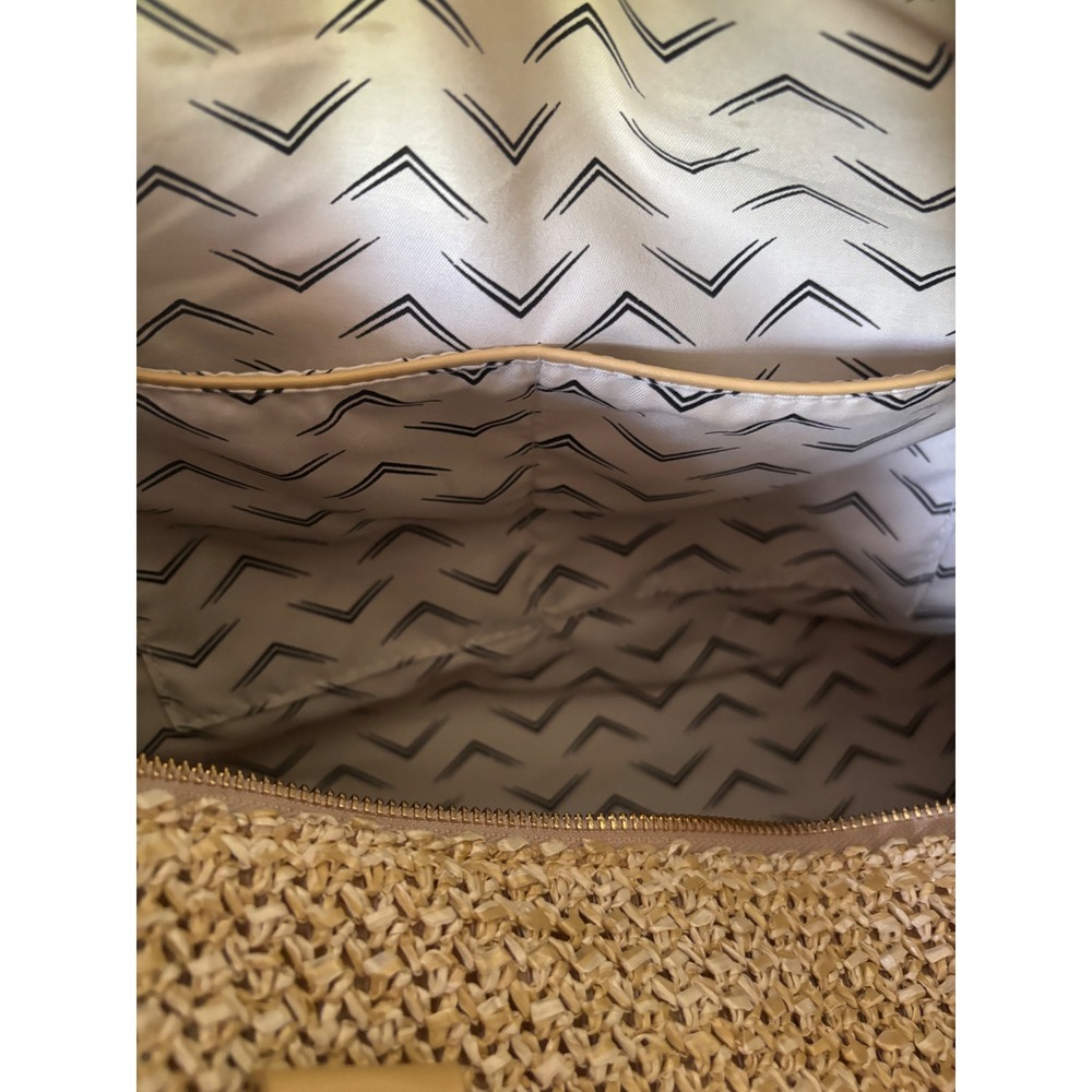 Urban Expressions Straw Weekender Bag Tan Woven Vegan Leather Travel Duffel Bag - Picture 6 of 6